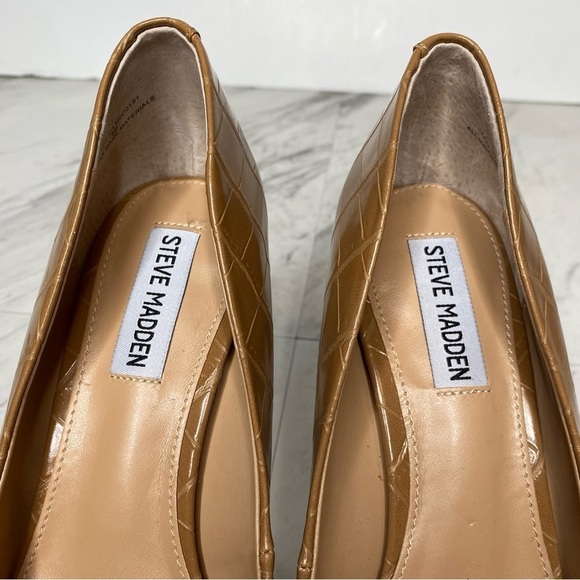 Steve Madden Luiza Brown Crocodile Embossed Pointy Toe Pump 9M - Picture 12 of 14